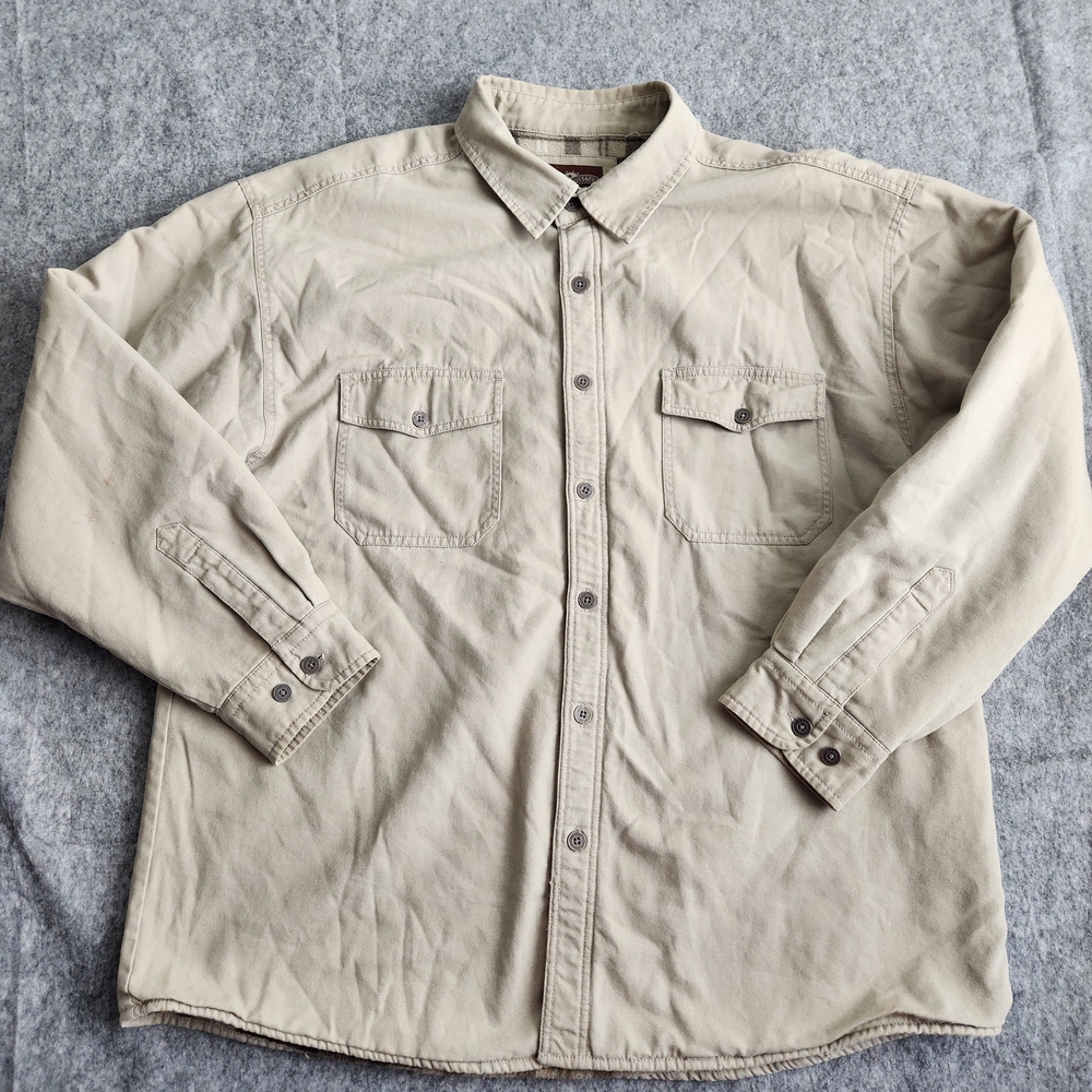 Levi's Jacket Shacket Canvas Button Up Men's 2XL Beige Plaid Flannel Lined Barn
